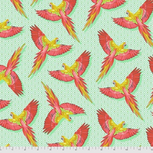 Macaw You Later in Mango - Daydreamer by Tula Pink - Fabric By The Yard - 100% Cotton - Free Spirit Fabrics - PWTP170.MANGO