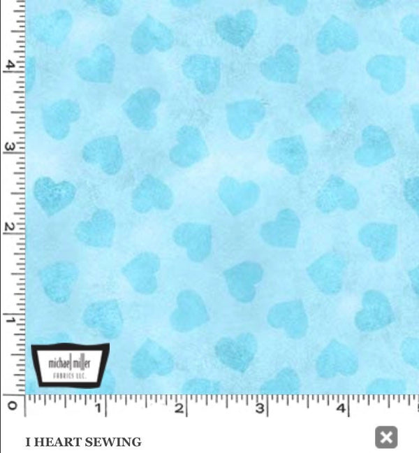 I Heart Sewing on Sky - A Stitch in Time - Sewing Room Fabric - Fabric by the Yard - Michael Miller Fabrics - CX10227-SKY-D