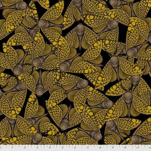 Moths to a Flame - Yellow - Forest Floor by Rachel Hauer for Free Spirit Fabrics - 100% Quilt Shop Quality Cotton - PWRH020.YELLOW