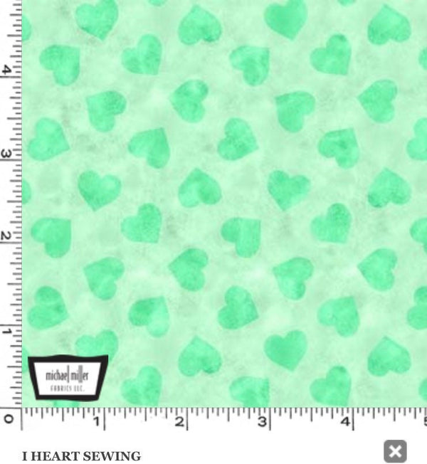 I Heart Sewing on Mist (color) - A Stitch in Time - Sewing Room Fabric - Fabric by the Yard - Michael Miller Fabrics - CX10227-MIST-D
