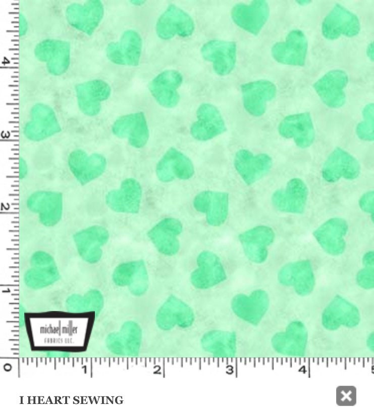 I Heart Sewing on Mist (color) - A Stitch in Time - Sewing Room Fabric - Fabric by the Yard - Michael Miller Fabrics - CX10227-MIST-D