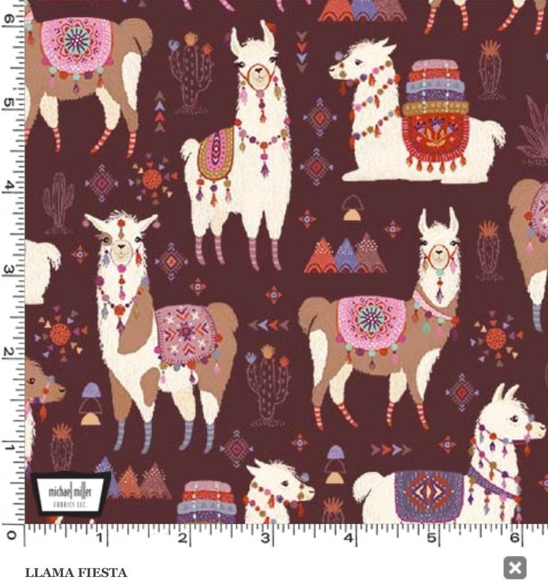 Llama Fiesta - Eggplant - Llama Love - Fabric By The Yard - 100% Cotton - Michael Miller Fabrics - DC10181-EGGP-D