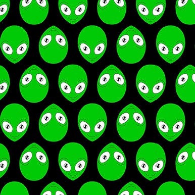 Green Alien Heads Glow in the Dark - Amazing Aliens - Fabric By The Yard - 100% Cotton - Blank Quilting - 1993G-66