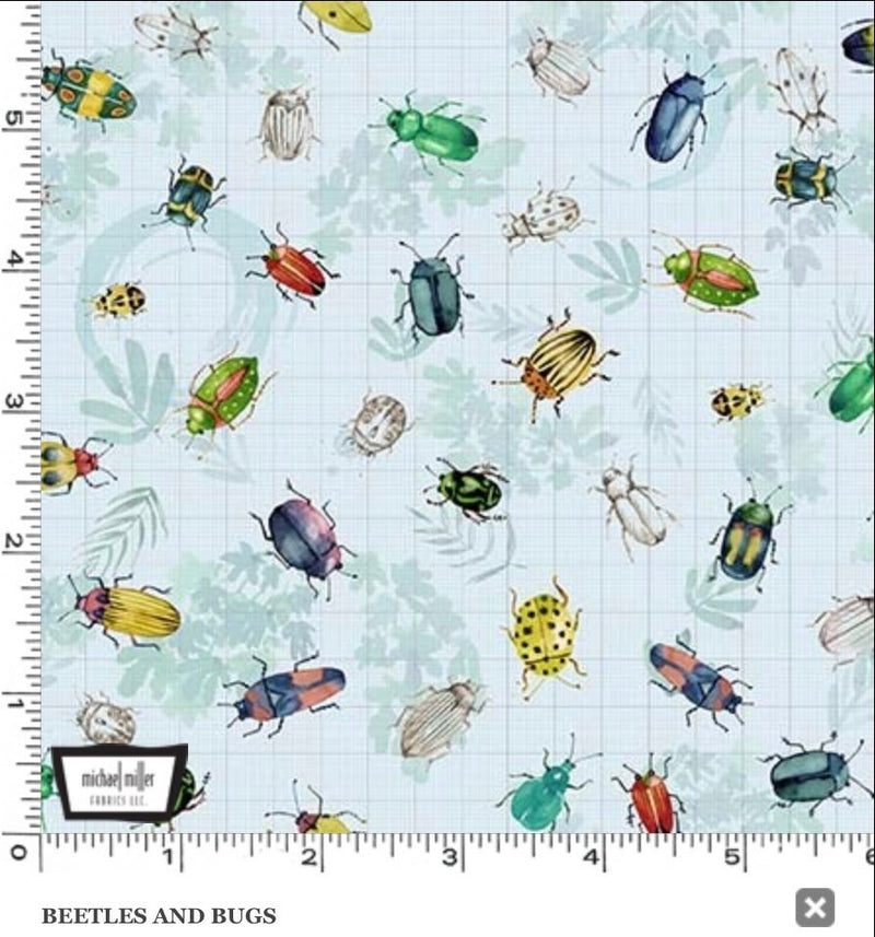 Beetles and Bugs - Aqua - 100% Cotton - Michael Miller Fabrics - DDC10162-AQUA-D