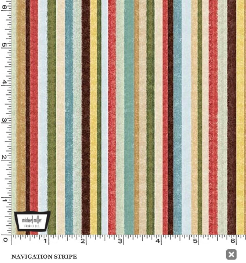 Navigation Stripe Fabric - Multi - 100% Cotton - Michael Miller Fabrics - DDC10164-MULT-D