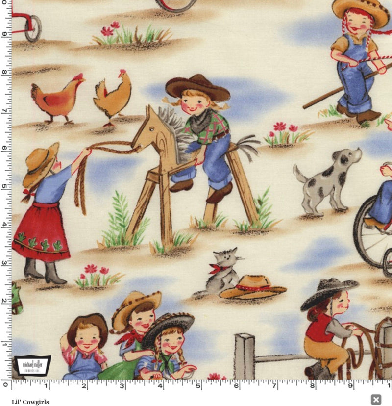Lil’ Cowgirls - Michael Miller Fabrics - 100% Quilting Cotton - CX0633-DENI-D