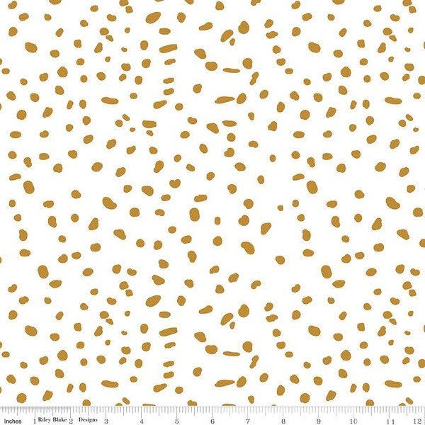 Spots Gold Metallic on White - Spotted by Kate Blocher for Riley Blake Designs - 100% Cotton - Metallic Fabric  - SC10846-GOLD