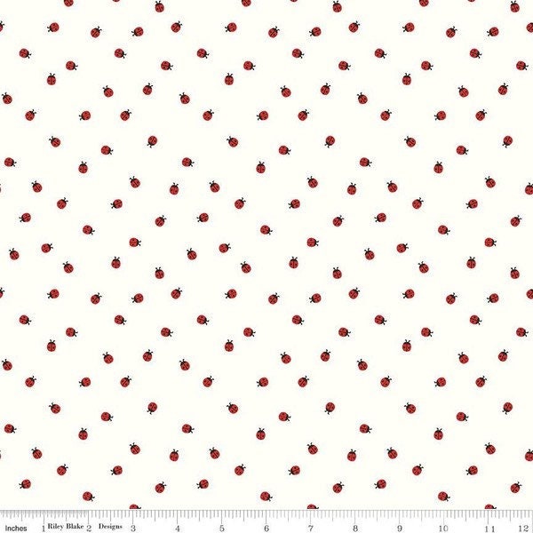 Red Hot Ladybugs on White - Riley Blake Designs - Fabric By The Yard - 100% Cotton - C11675-WHITE