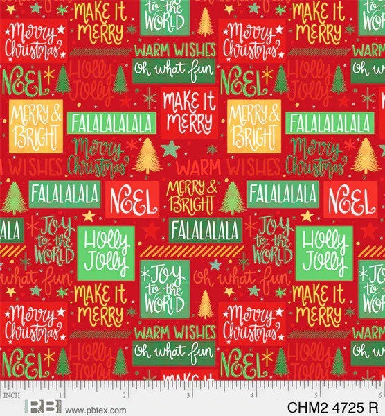 Christmas Miniatures II Christmas Sayings Red - Christmas Words - 100% Cotton - P&B Textiles - Christmas fabric - 04727