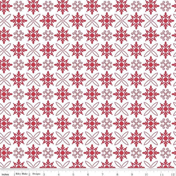 Red Hot Tile on White - by Heather Peterson for Riley Blake Designs - Red and White Fabric - 100% Cotton - C11684-WHITE