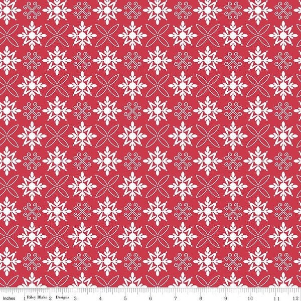 Red Hot Tile on Red - by Heather Peterson for Riley Blake Designs - Red and White Fabric - 100% Cotton - C11684-RED