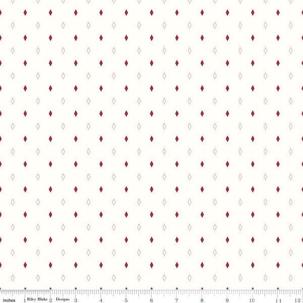 Red Hot Diamonds on Off White - by Amanda Castor for Riley Blake Designs - Red and White Fabric - 100% Cotton -C11680-OFFWHITE