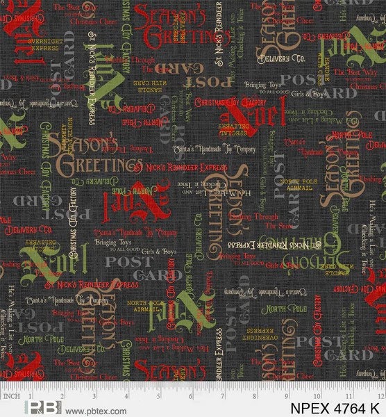 North Pole Express Writing on Black - 100% Cotton - P&B Textiles - Christmas fabric - 04764-K