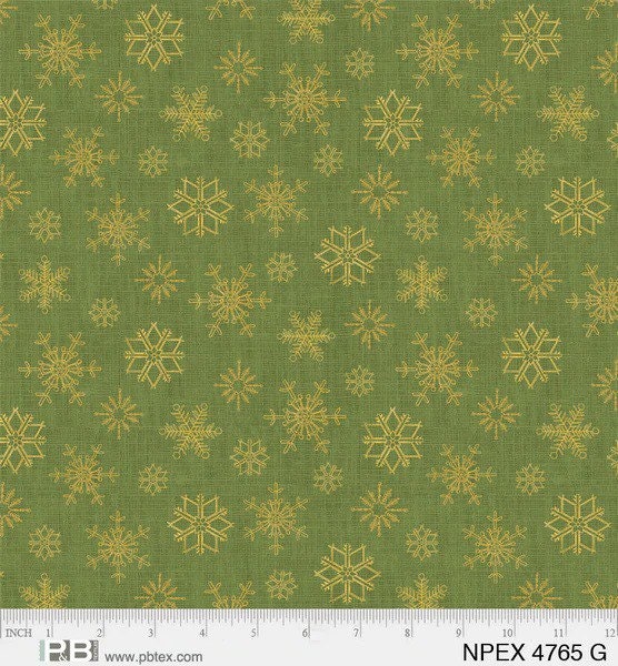 North Pole Express Snowflakes Green - 100% Cotton - P&B Textiles - Christmas fabric - 04765-G