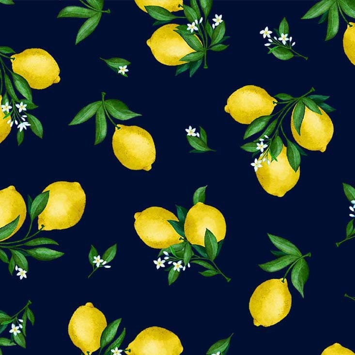 Lots A Lemons - Lemon Fabric - Michael Miller Fabrics - 100% Cotton - 10561-NAVY-D