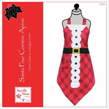 Santa Four Corners Apron Pattern - One Size - Vanilla House Designs 