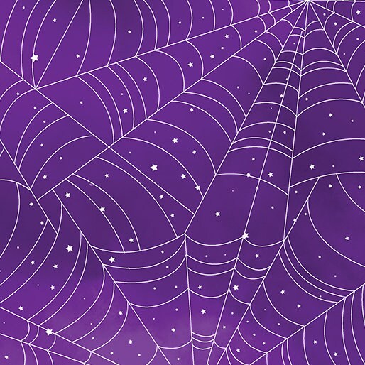 In a Web Purple - Glow in the Dark - Halloween Spirit - 100% Cotton - Benartex - 12548G-66