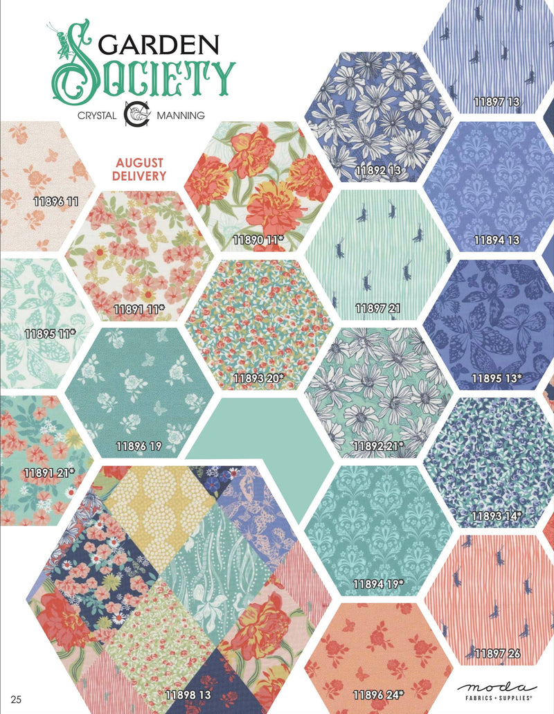 Garden Society 5” Charm Pack by Crystal Manning - 42 pcs - 100% Cotton 