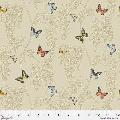 Wisteria & Butterflies - Linen - William Sanderson for Free Spirit Fabrics 