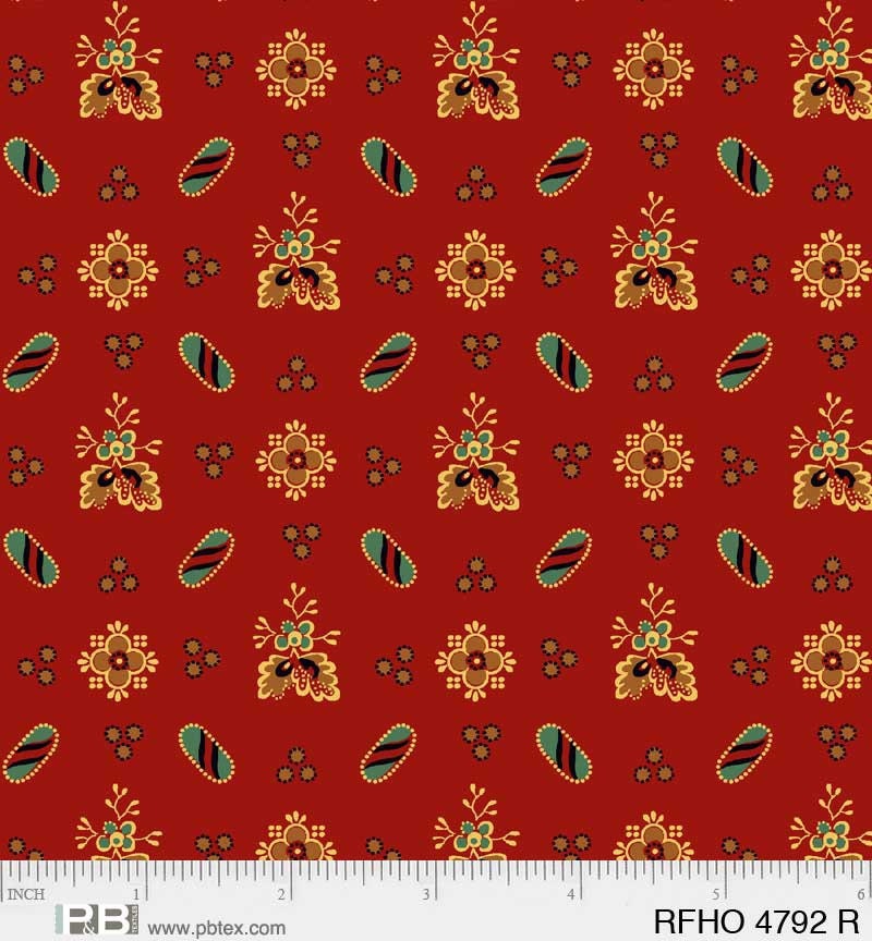 Red Foulard - Rooster Farm House - 100% Cotton 