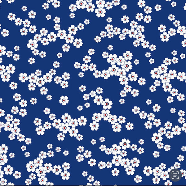 Spaced Floral Dark Blue - Anthem - Patriotic Fabric 