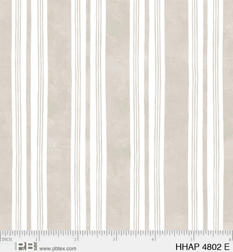 Ecru Homemade Happiness Stripe - 100% Cotton - P&B Textiles 