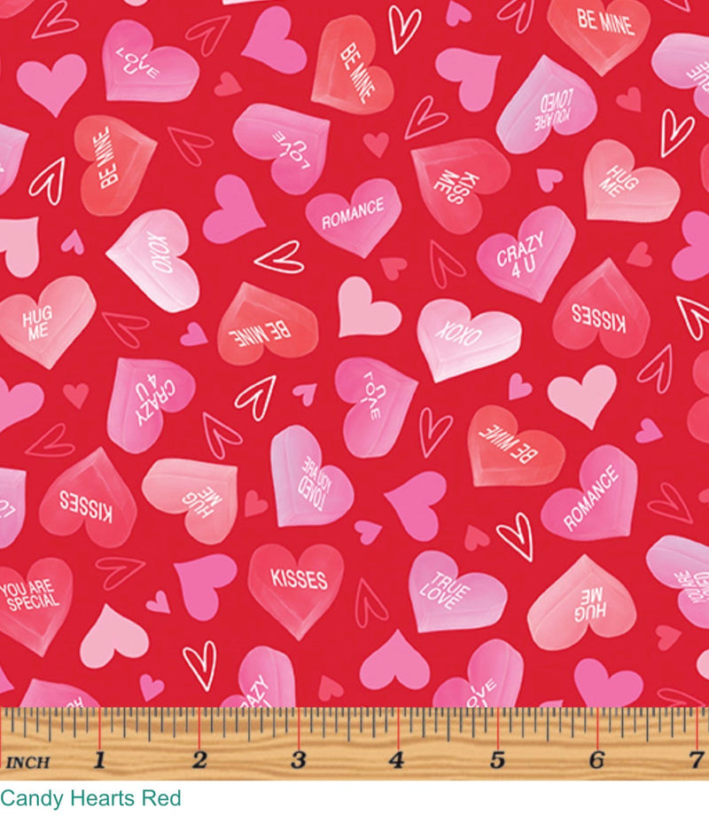 Candy Hearts Red - Andi Metz for Benartex - Valentine’s Day 