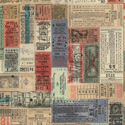 Transportation Tickets - Eclectic Elements by Tim Holtz - Fabric By The Yard 