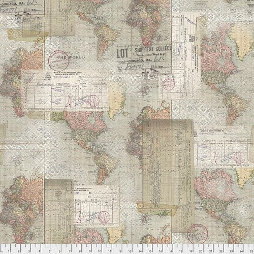 World Map - Foundations by Tim Holtz - Fabric By The Yard 