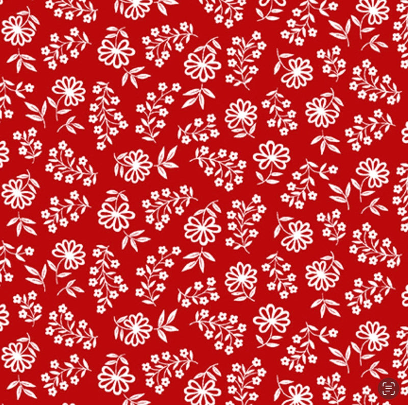 Floral Petals Red - Anthem - Patriotic Fabric 