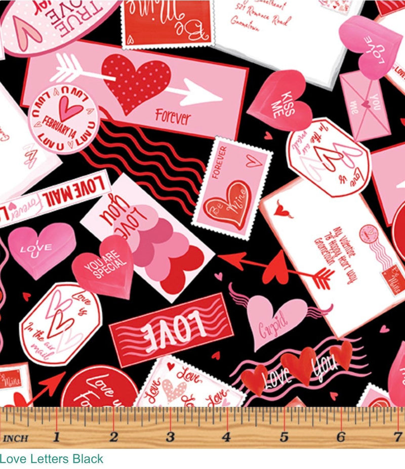 Love Letters Black - Andi Metz for Benartex - Valentine’s Day 