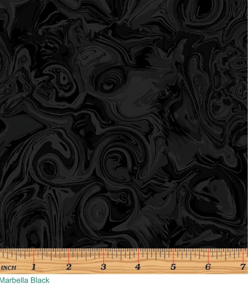 Black Marbella Marble by Benartex - 100% Cotton - 0171412B