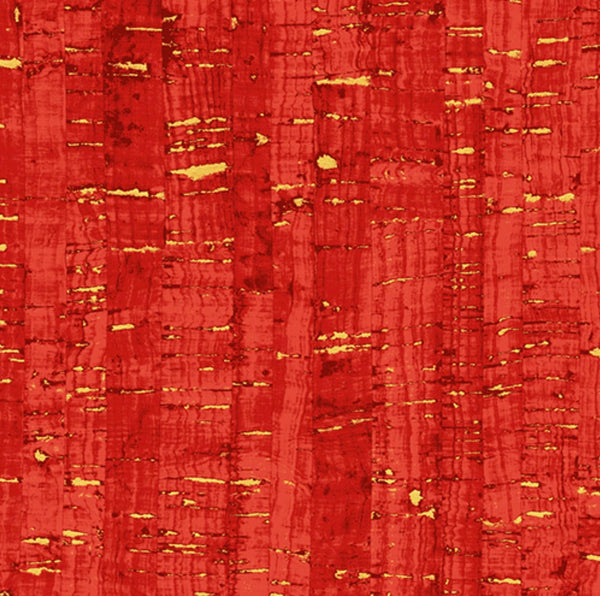Candy Apple Red Uncorked - Fabric with Metallic - 100% Cotton