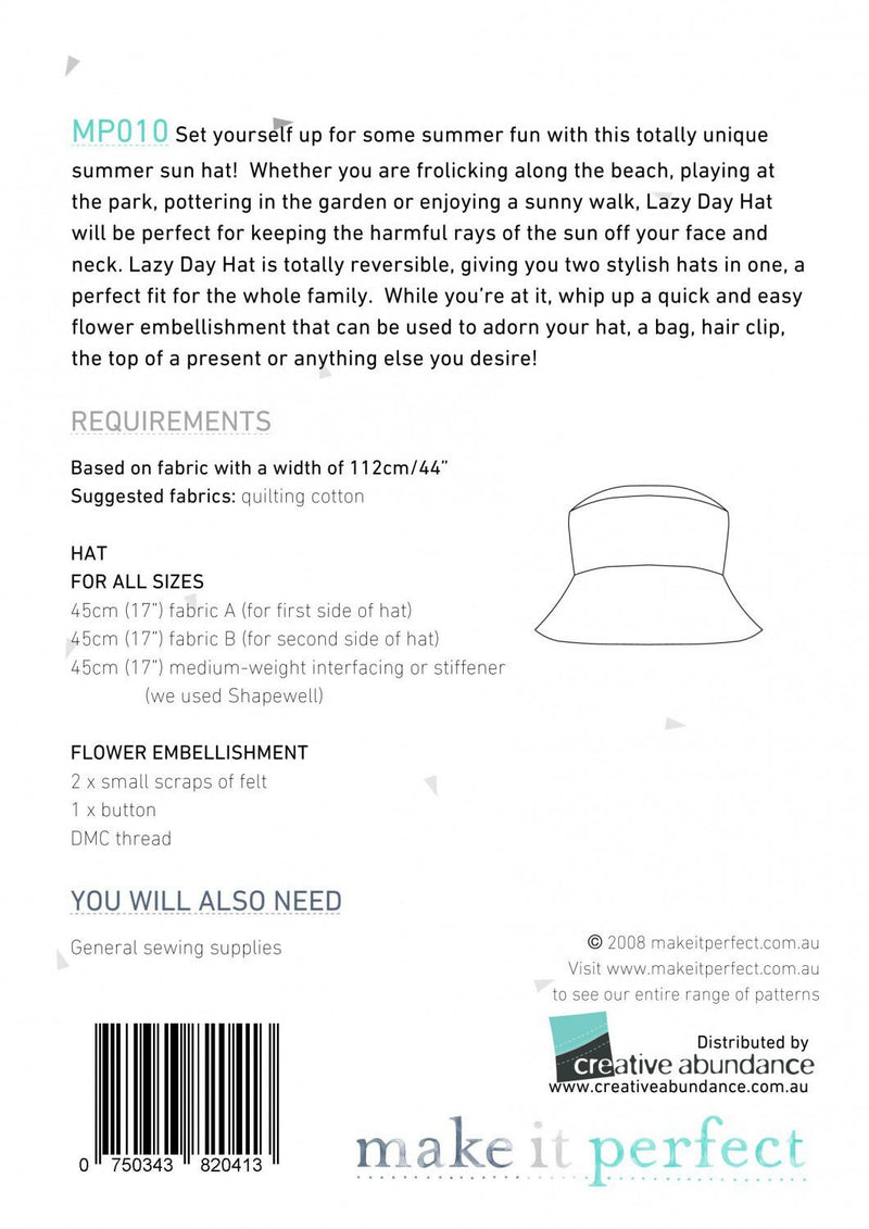 Lazy Day Hat - Bucket Hat Pattern - CAMP010