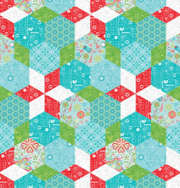 Endless Hexagons Multi - Sewing Room 2 by Amanda Murphy - Benartex 