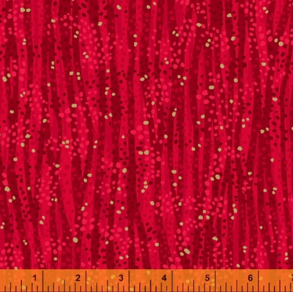 Kiss Dew Drop Fabric with Metallic - Red - 100% Cotton