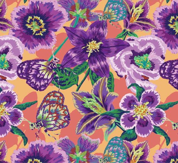 Bloom Tiger Lily 108 Backing Fabric - Not Your Mama’s Garden by Sew Yeah Quilting - 100% Cotton 