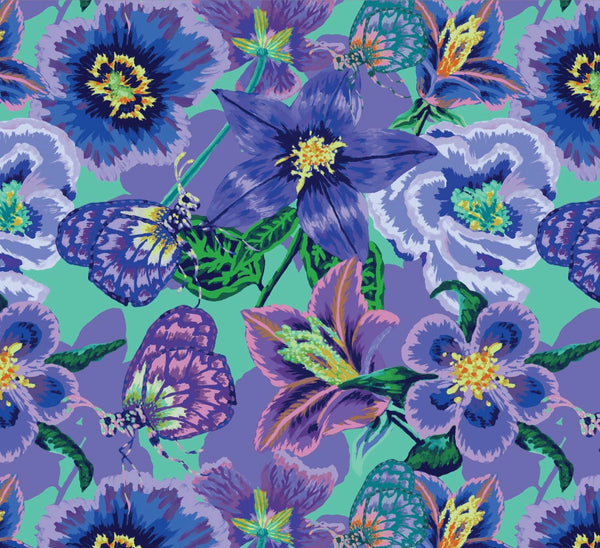 Bloom Peacock 108 Backing Fabric - Not Your Mama’s Garden by Sew Yeah Quilting - 100% Cotton 