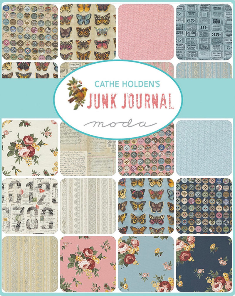 Junk Journal 10” Layer Cake by Cathe Holden  - 42 pcs - 100% Cotton