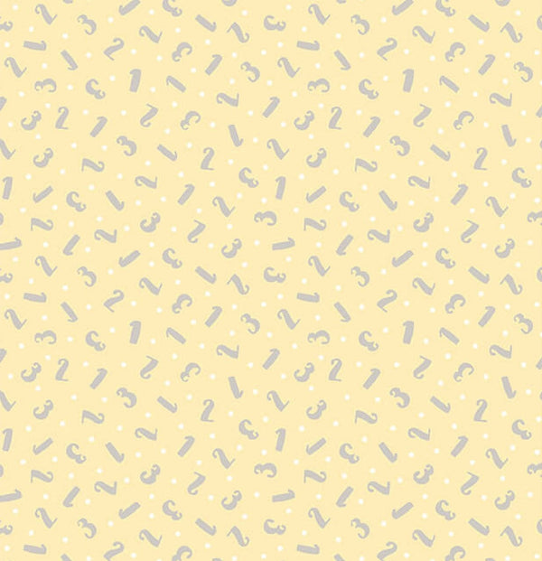 Tossed Numbers Yellow - Sweet Dreams - Victoria Hutto for StudioE Fabrics