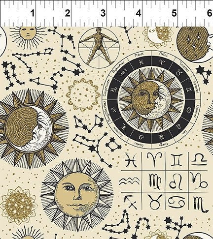 Astrology on Cream - The Sun, the Moon, and the Stars! by Jason Yenter - In The Beginning Fabrics