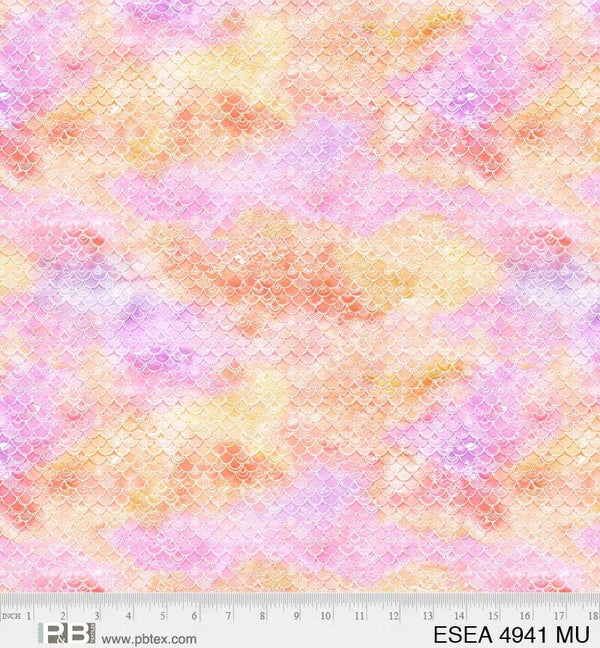 Enchanted Seas Mermaid Scales Pink - Sillier Than Sally Designs for P&B Textiles - 100% Cotton