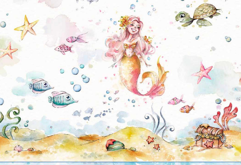 Enchanted Seas Mermaids Double Border - Sillier Than Sally Designs for P&B Textiles - 100% Cotton