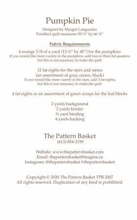 Pumpkin Pie Quilt Pattern - Pumpkin Quilt - The Pattern Basket