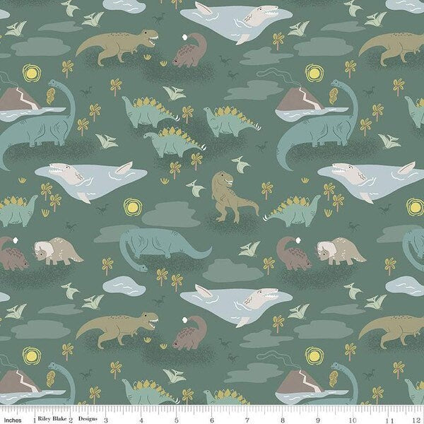 Roar Main Print in Green - Citrus and Mint for Riley Blake Designs - 100% Cotton