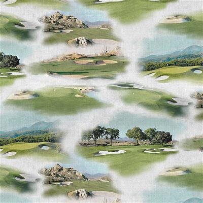 Fore! Golf Toile on Mist Gray - Digital - Golf Fabric