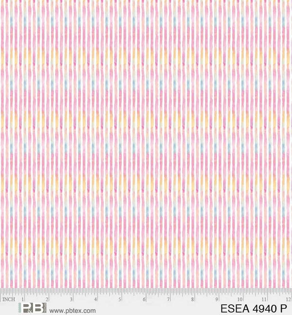 Enchanted Seas Mermaid Stripe Pink - Sillier Than Sally Designs for P&B Textiles - 100% Cotton