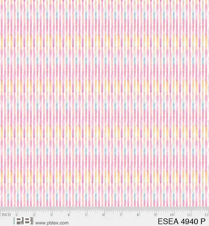 Enchanted Seas Mermaid Stripe Pink - Sillier Than Sally Designs for P&B Textiles - 100% Cotton