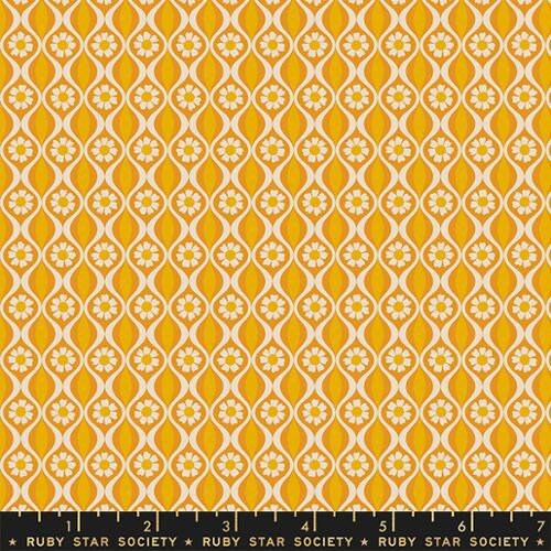 Midcentury Endpaper Honey- Curio by Melody Miller for Ruby Star Society - Geometric Daisy Flower - 100% Cotton - Moda Fabrics - RS0064 12