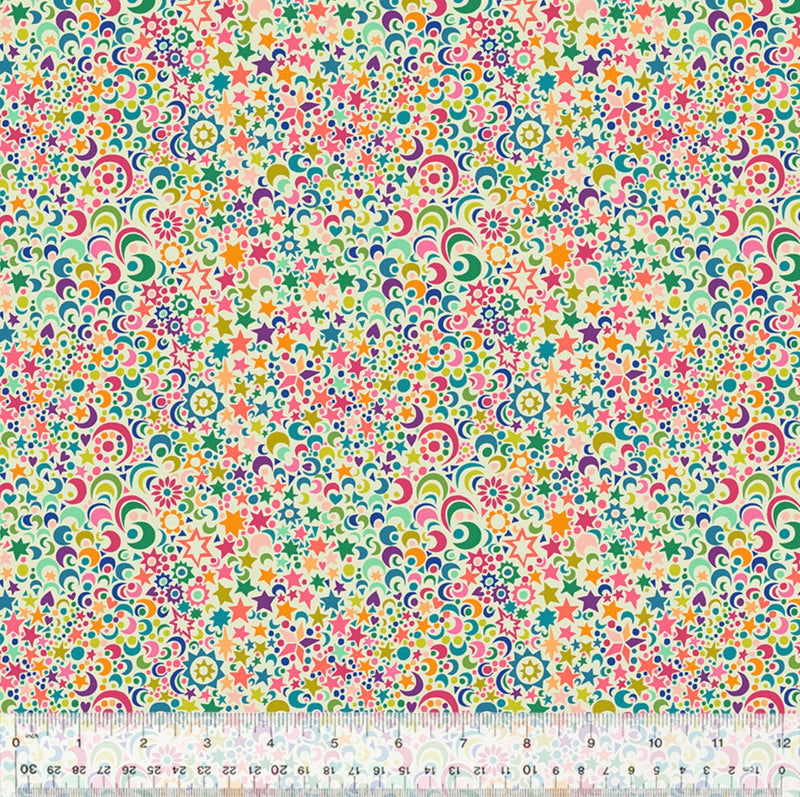 Celeste Day - Rainbow on Cream - Sally Kelley for Anthology Fabrics - 100% Cotton - 53383-4